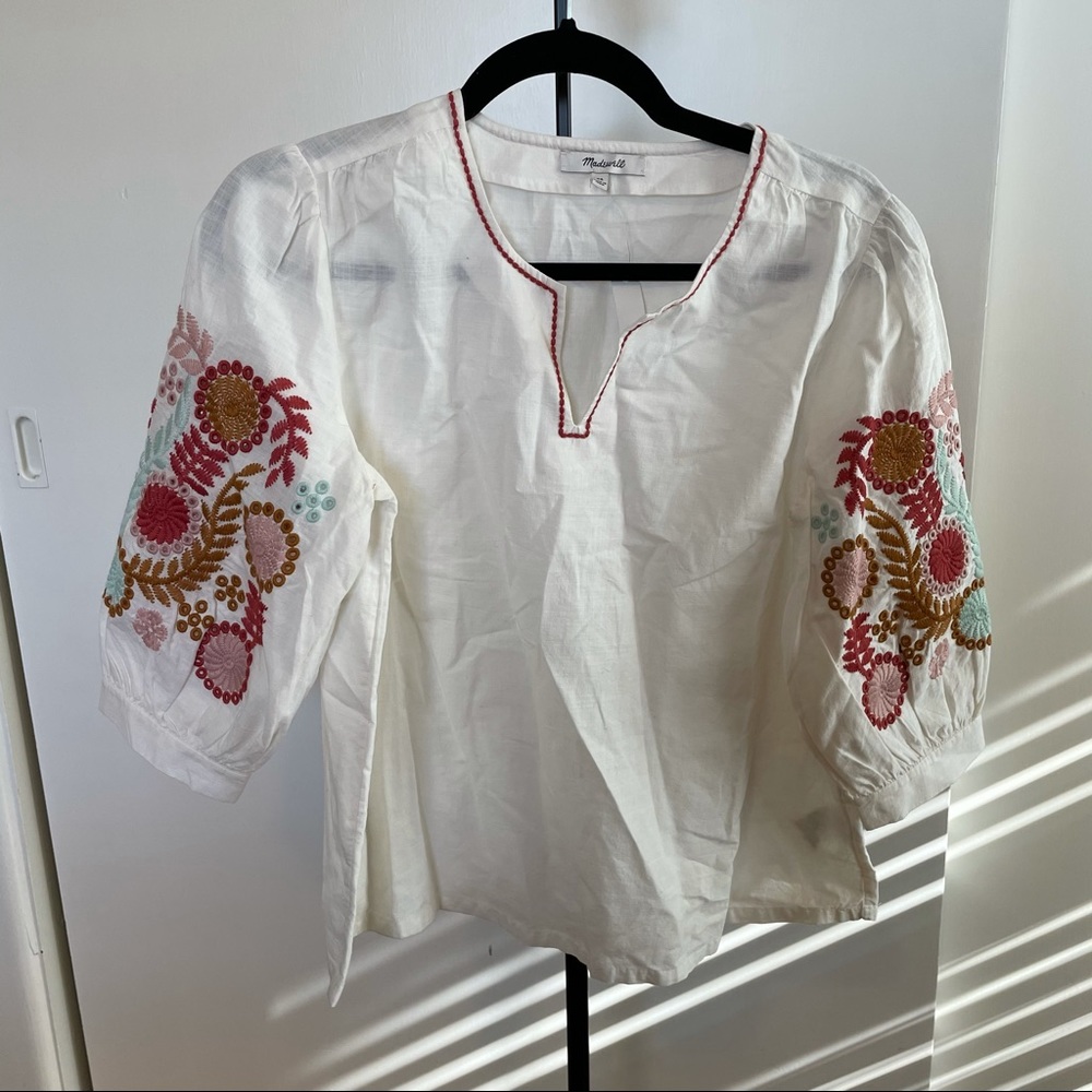 Madewell size XS NWT embroidered peasant blouse